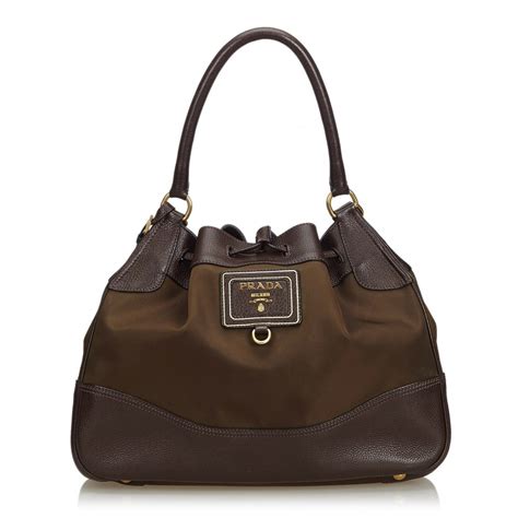 prada nylon tote brown